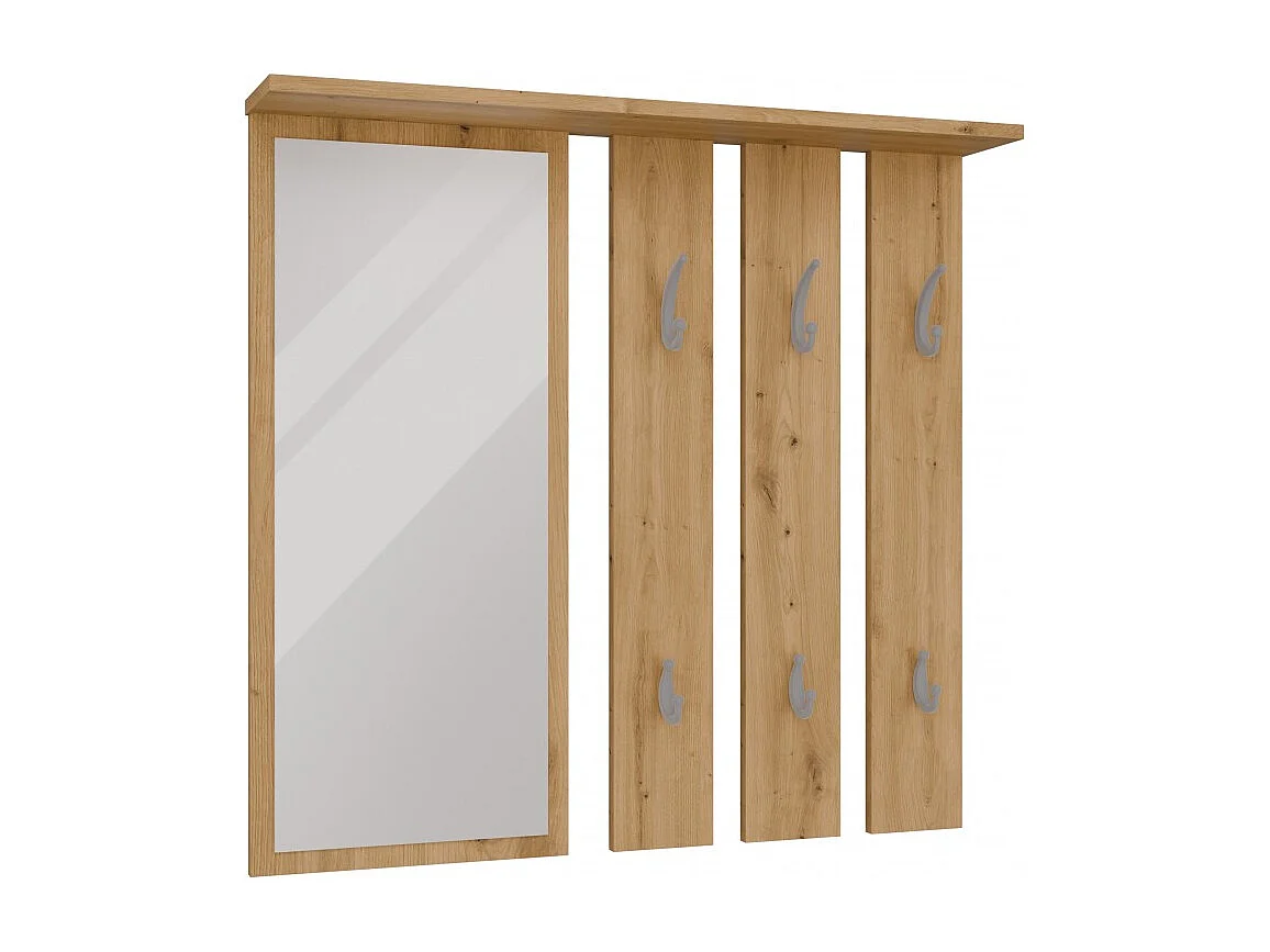 Wieszak Opal | Dąb Artisan |  85x15x82 | Lustro z Półką i Wieszakami