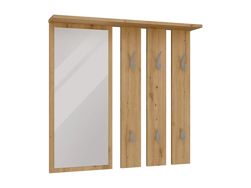Wieszak Opal | Dąb Artisan |  85x15x82 | Lustro z Półką i Wieszakami