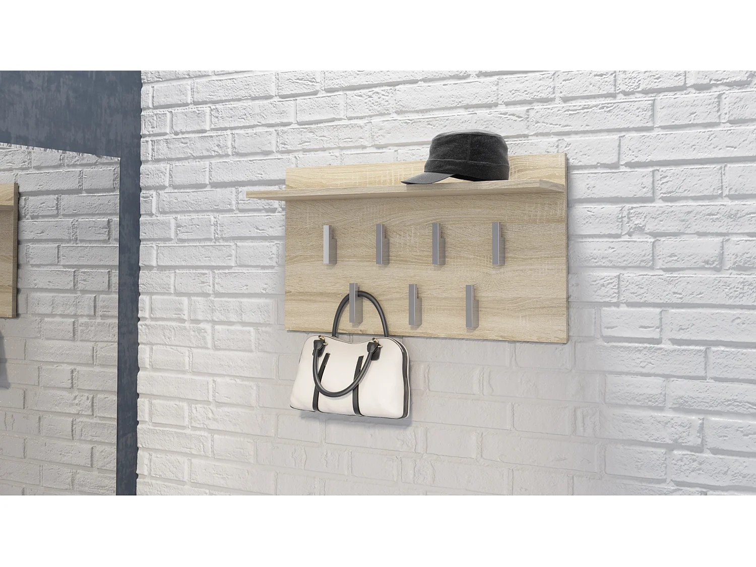 Wieszak Na Ubrania 2F| Sonoma | 70x20x40 cm | Nowoczesny Wieszak z Półką