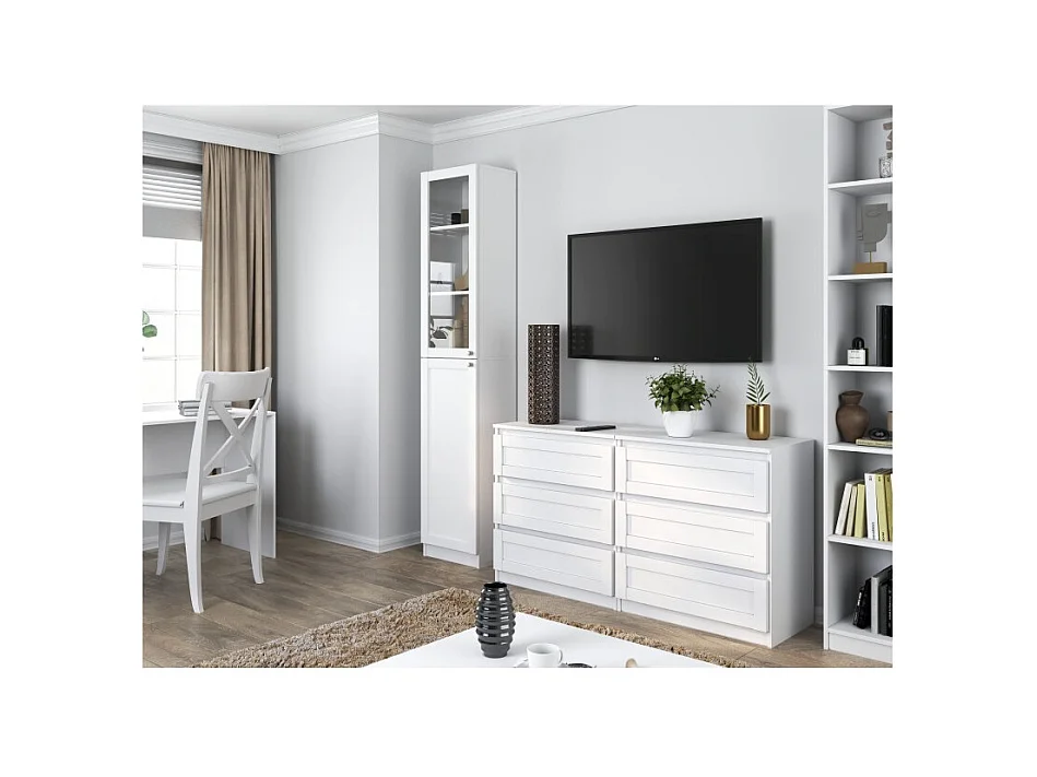 Witryna PAFOS | Biała, Klasyczny Design | 40x31x200 cm | Biuro, Salon