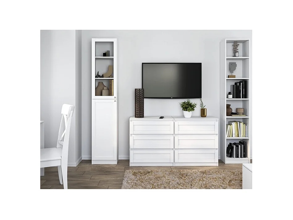 Witryna PAFOS | Biała, Klasyczny Design | 40x31x200 cm | Biuro, Salon