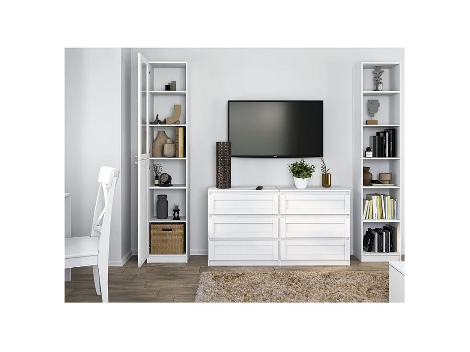 Witryna PAFOS | Biała, Klasyczny Design | 40x31x200 cm | Biuro, Salon