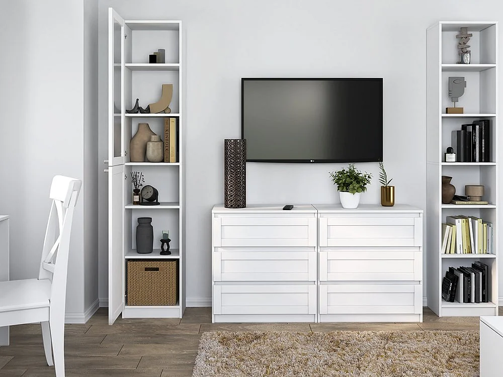 Witryna PAFOS | Biała, Klasyczny Design | 40x31x200 cm | Biuro, Salon