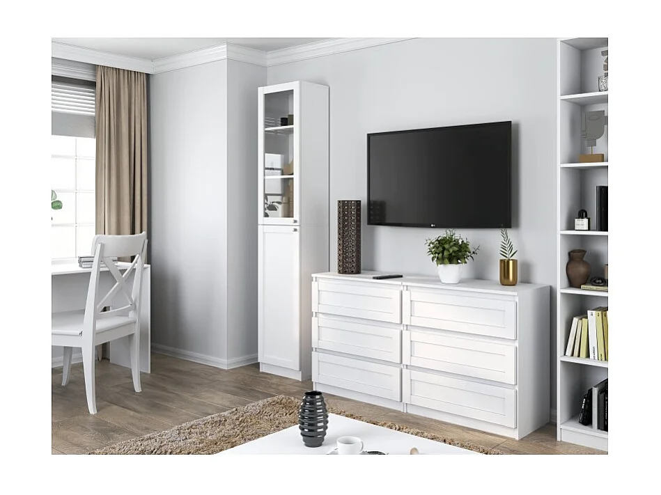 Witryna PAFOS | Biała, Klasyczny Design | 40x31x200 cm | Biuro, Salon