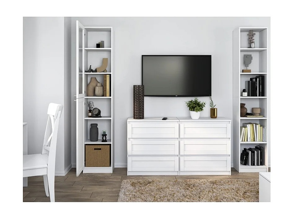 Witryna PAFOS | Biała, Klasyczny Design | 40x31x200 cm | Biuro, Salon