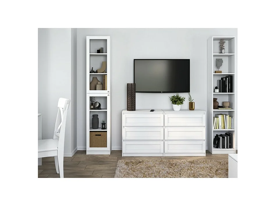 Witryna PAFOS | Biała |  Szklane Drzwi | 40x31x200 cm | Biuro, Salon