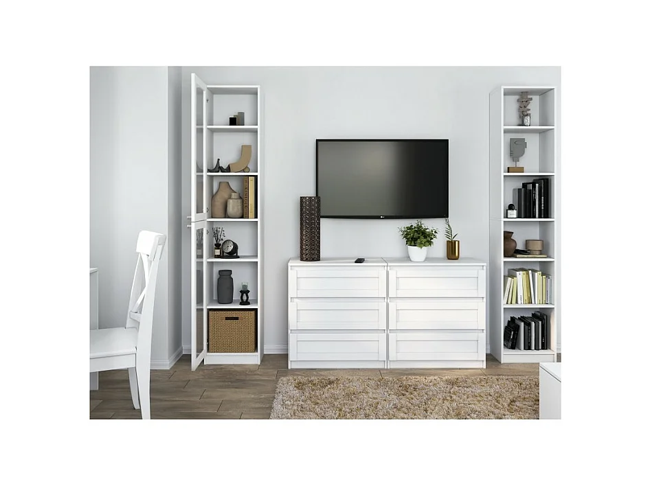 Witryna PAFOS | Biała |  Szklane Drzwi | 40x31x200 cm | Biuro, Salon