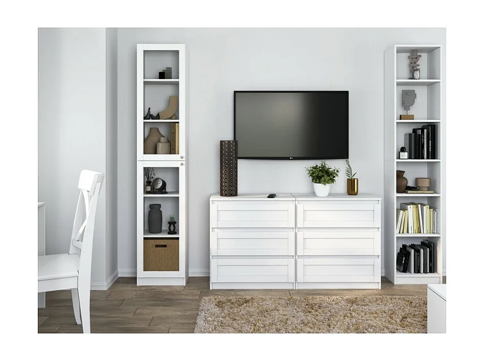 Witryna PAFOS | Biała, Szklane Drzwi | 40x31x200 cm | Biuro, Salon