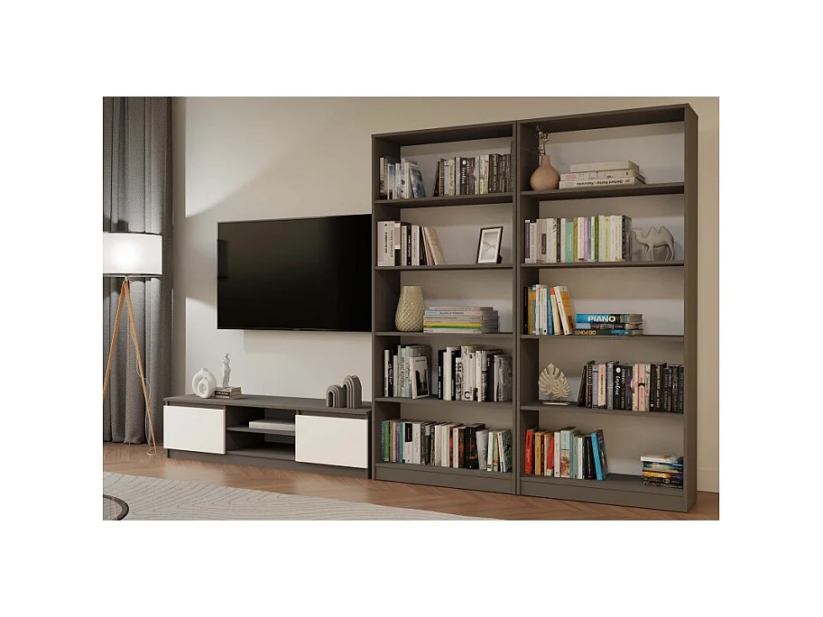 TIVOLI - Mobile TV in stile moderno - 140x40x36 cm - 2 nicchie + 2 ante - Antracite e bianco