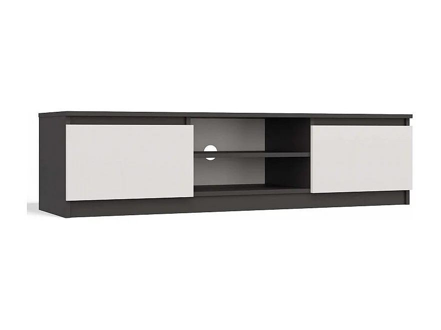 TIVOLI – Moderner TV-Schrank – 140 x 40 x 36 cm – 2 Fächer + 2 Türen – Anthrazit und Weiß
