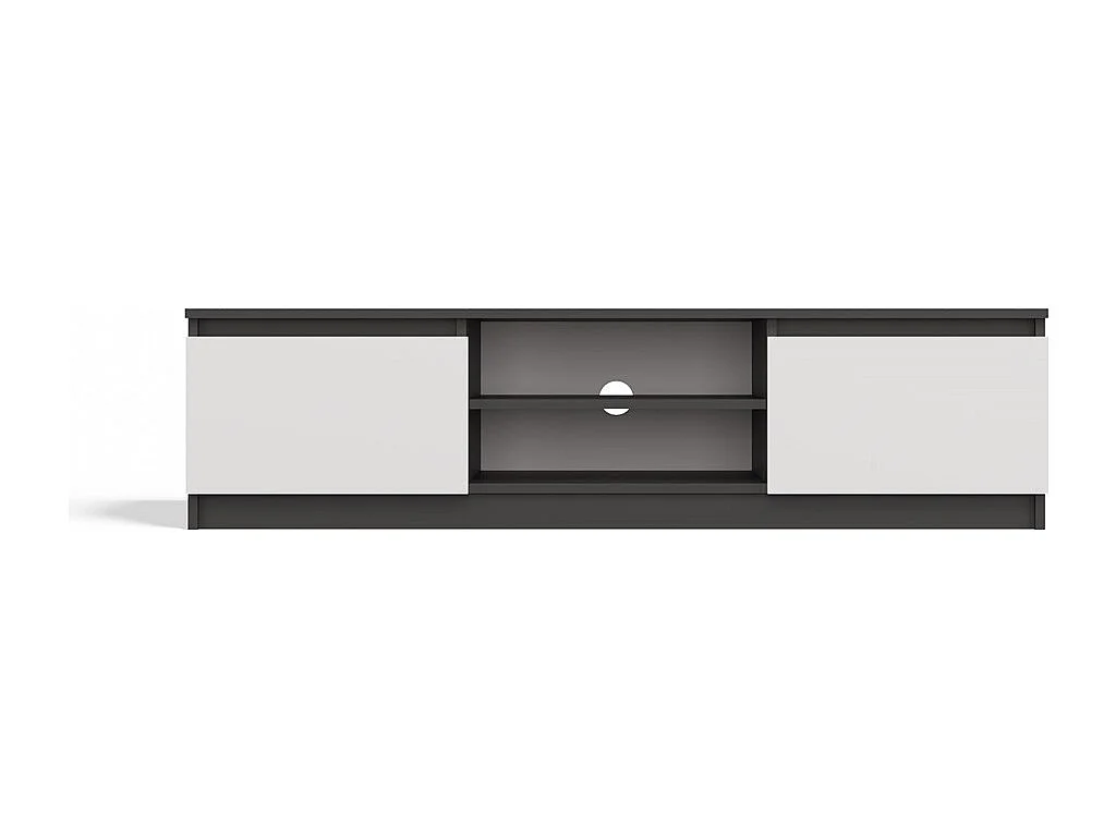 TIVOLI – Moderner TV-Schrank – 140 x 40 x 36 cm – 2 Fächer + 2 Türen – Anthrazit und Weiß