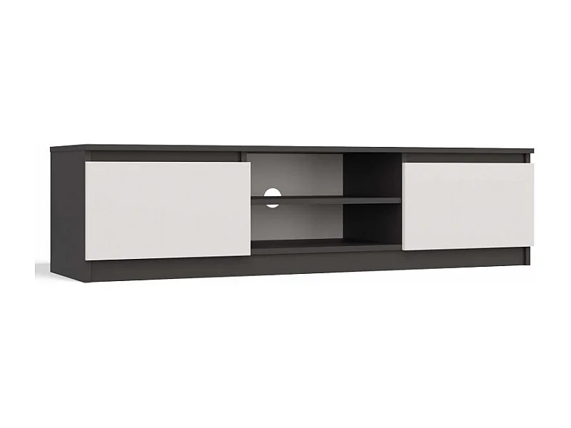 TIVOLI - Mueble TV de estilo moderno - 140 x 40 x 36 cm - 2 nichos + 2 puertas - Antracita y blanco