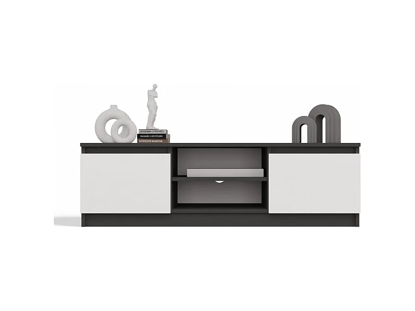 TIVOLI - Mobile TV in stile moderno - 120x40x36 cm - 2 nicchie + 2 ante - Antracite e bianco