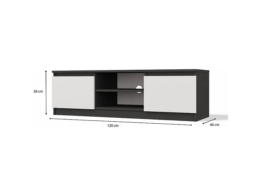 TIVOLI - Mobile TV in stile moderno - 120x40x36 cm - 2 nicchie + 2 ante - Antracite e bianco