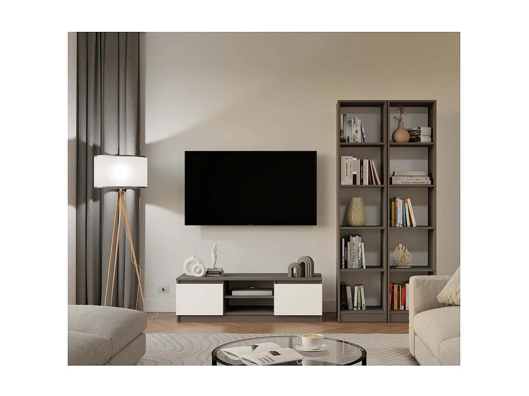 MALWA 120 TV-Möbel - 120 x 40 x 36 cm - Anthrazit / Weiß