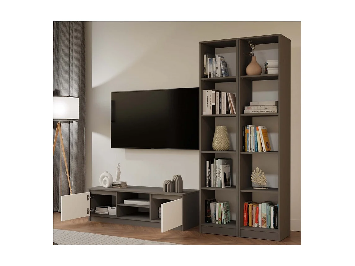 MALWA 120 TV-Möbel - 120 x 40 x 36 cm - Anthrazit / Weiß