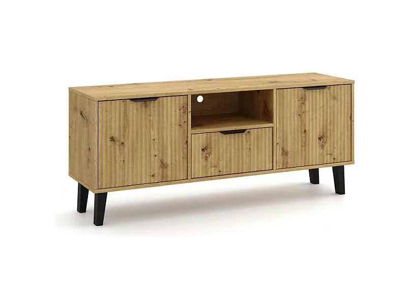 Szafka RTV Scandi 2D1S SLIM  | Dąb Artisan | 140x39x58 cm | Nowoczesny design