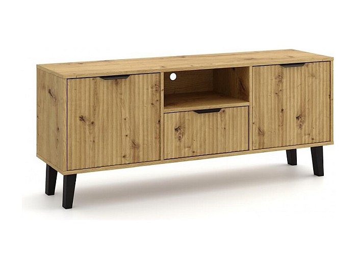 Walker Edison Arundo Mobile TV Scanalato, Per TV Fino A 80 Pollici, 70 Cm, Rovere Costiero, Con 2 Ante E 3 Scomparti - 4