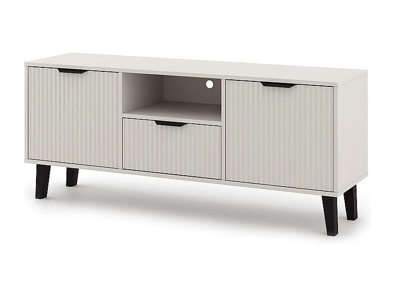 SONIA – Moderner TV-Schrank mit gerillter Front – 2 Türen, 1 Schublade – Kaschmirbeige
