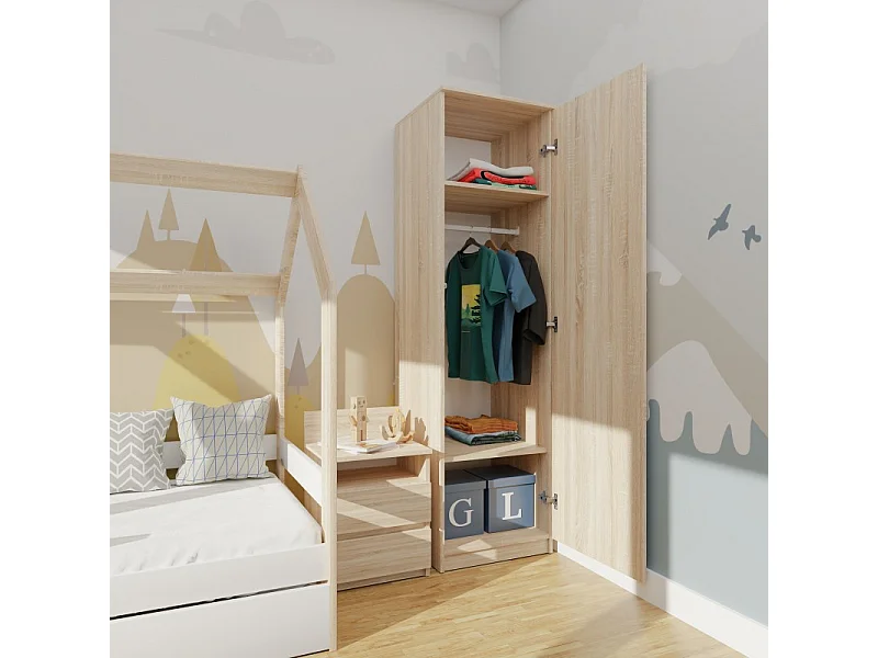 Szafa Malwa SD-50 | Dąb Sonoma | 50x50x180 cm |Szafa z Systemem TIP-ON