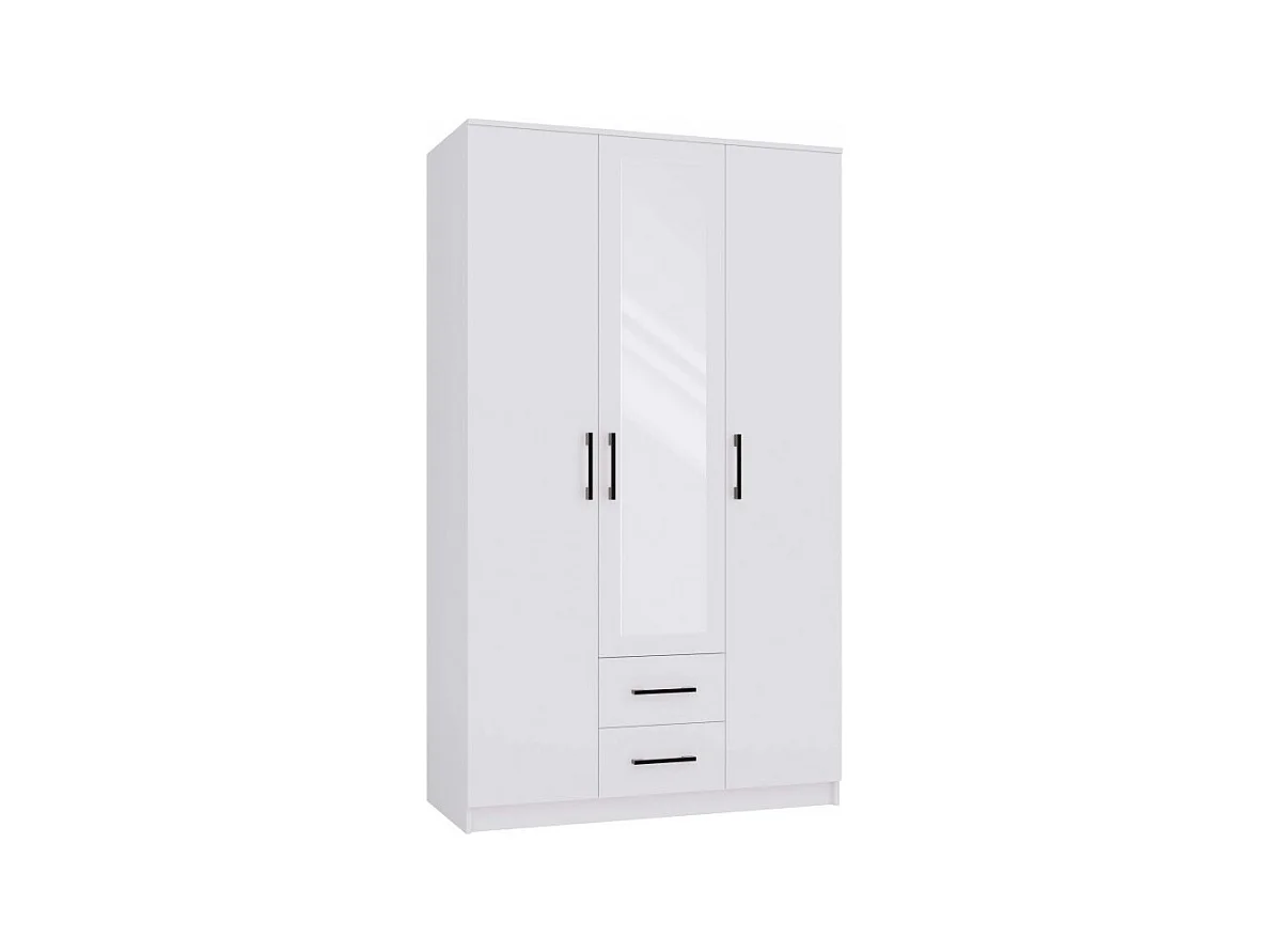Szafa Romana 120 | Biała | 120x52x205 cm | Nowoczesna szafa z lustrem