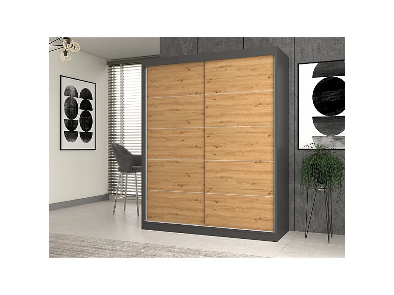 Szafa Iga 160 | Dąb Artisan | 160x61x200 cm |Szafa Przesuwna