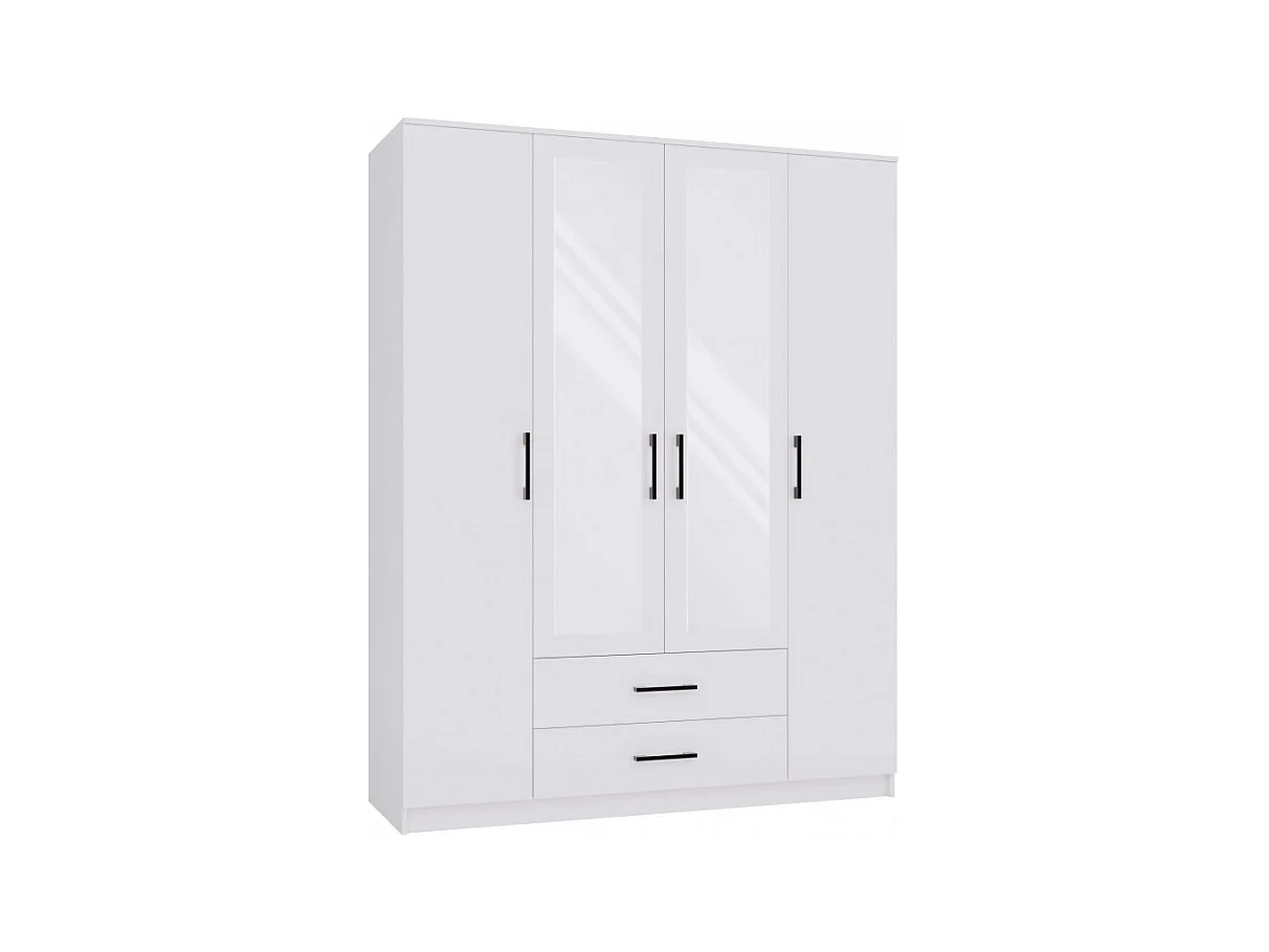 Szafa Romana 160 | Biała|  160x52x205 cm | Nowoczesna Szafa z Lustrem