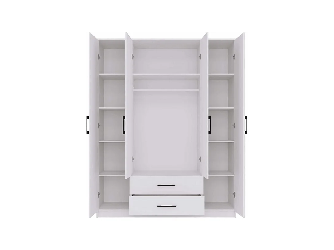 Szafa Romana 160 | Biała|  160x52x205 cm | Nowoczesna Szafa z Lustrem