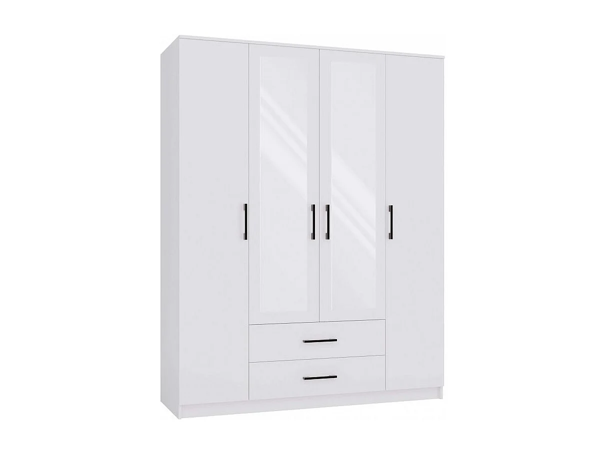 Szafa Romana 160 | Biała|  160x52x205 cm | Nowoczesna Szafa z Lustrem