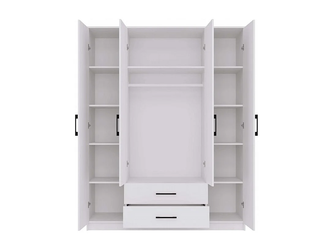 Szafa Romana 160 | Biała|  160x52x205 cm | Nowoczesna Szafa z Lustrem