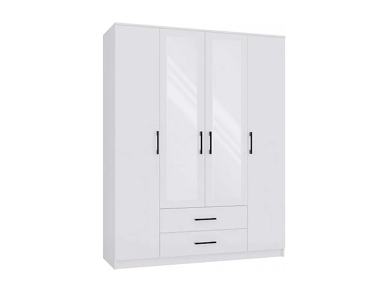 Szafa Romana 160 | Biała|  160x52x205 cm | Nowoczesna Szafa z Lustrem