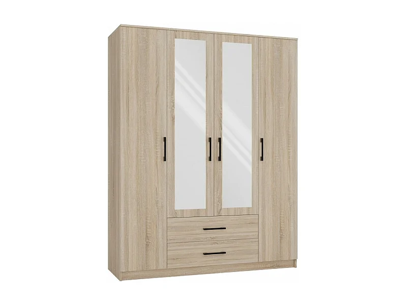 Szafa Romana 160 | Dąb Sonoma  | 160x52x205 cm | Nowoczesna Szafa z Lustrem