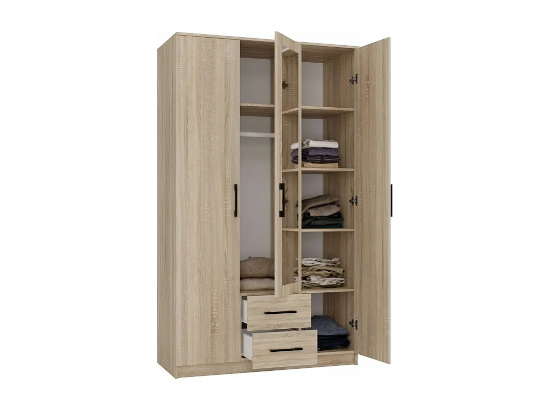 Szafa Romana 120 |  Dąb Sonoma | 120x54x205 cm | Nowoczesna szafa z lustrem