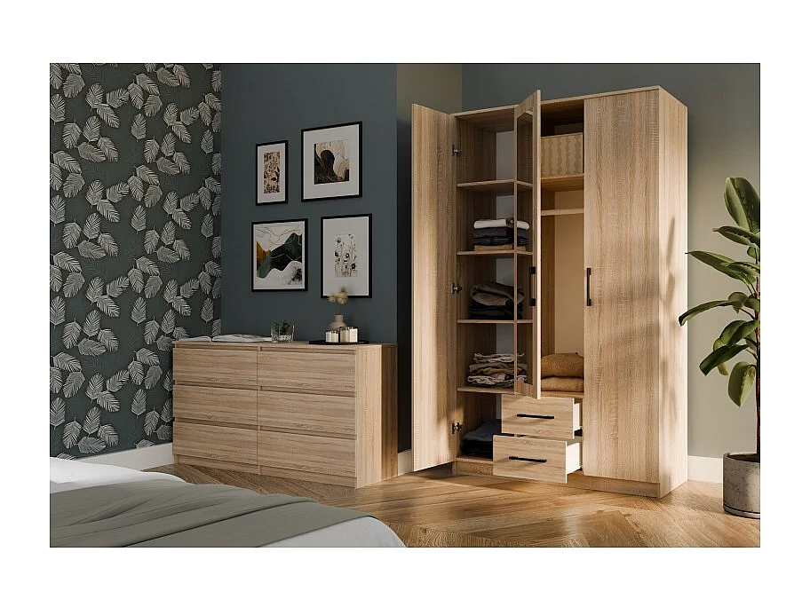 Szafa Romana 120 |  Dąb Sonoma | 120x54x205 cm | Nowoczesna szafa z lustrem