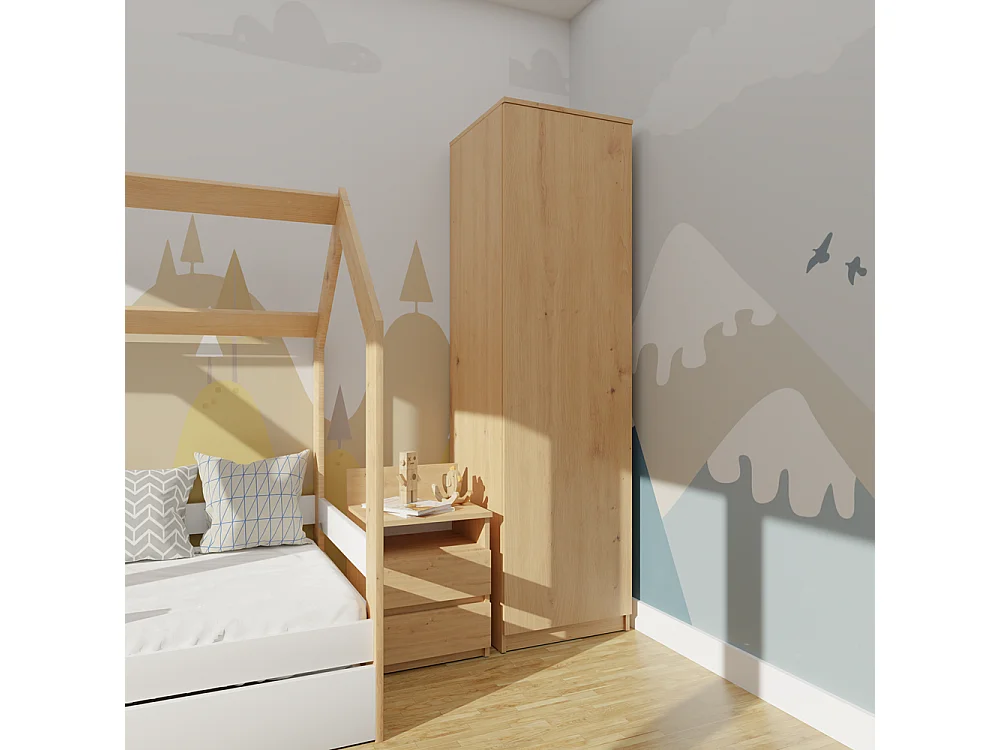 Szafa Malwa SD-50 | Dąb Artisan  | 50x50x180 cm |Szafa z Systemem TIP-ON