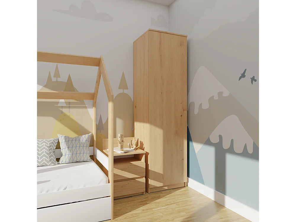 Szafa Malwa SD-50 | Dąb Artisan  | 50x50x180 cm |Szafa z Systemem TIP-ON