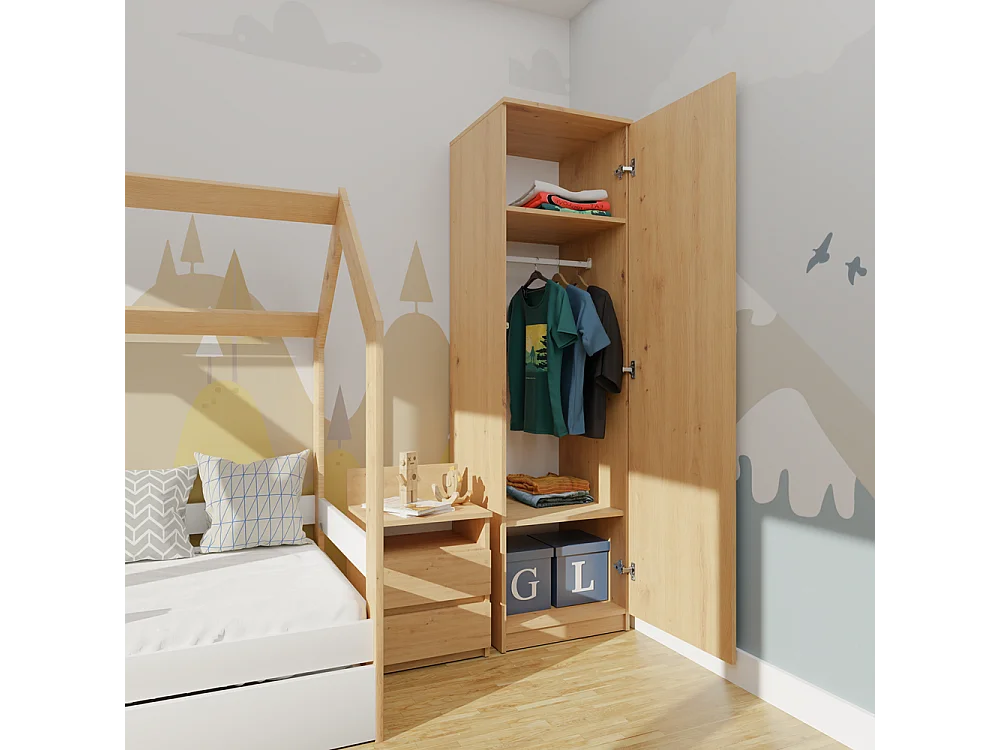 Szafa Malwa SD-50 | Dąb Artisan  | 50x50x180 cm |Szafa z Systemem TIP-ON