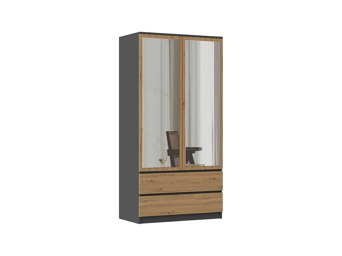 Armoire Malwa SS-90L - ANTHRACITE/CHÊNE ARTISAN