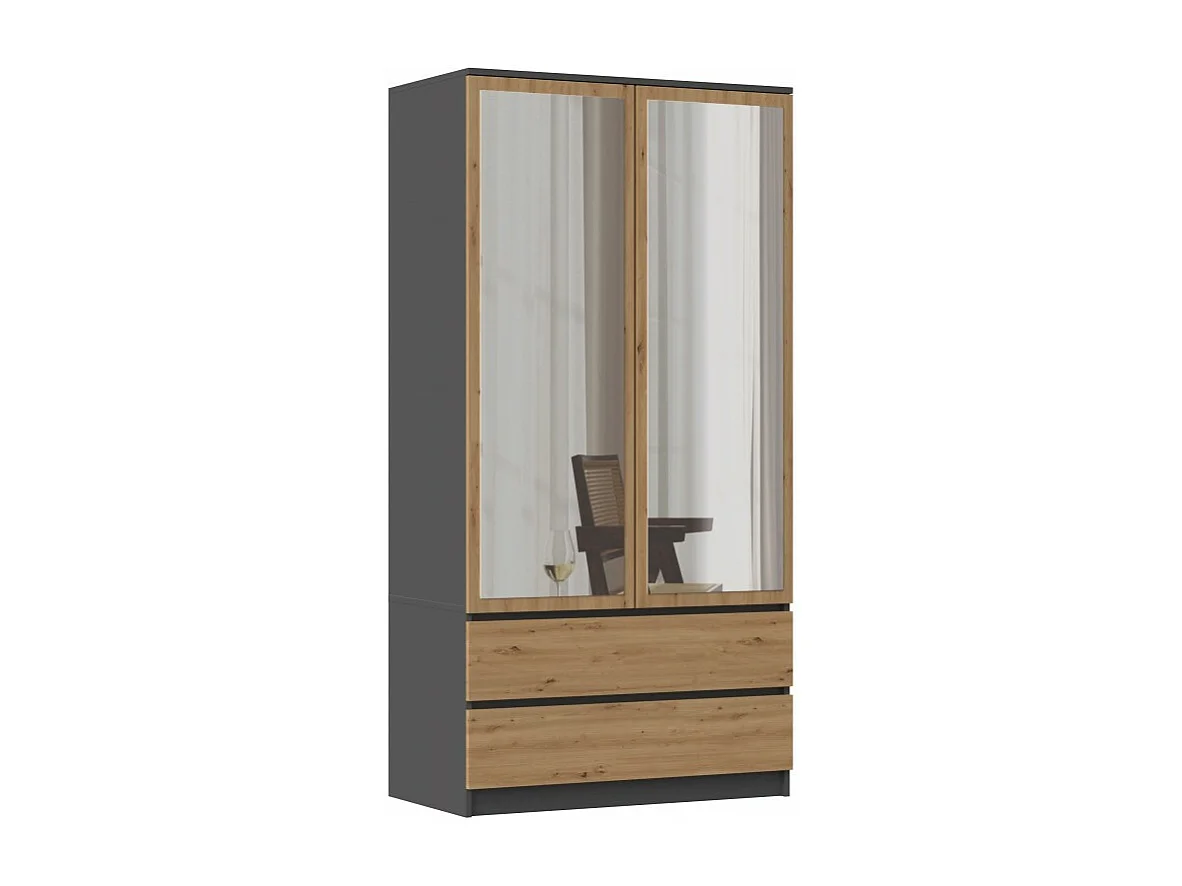 Szafa Malwa SS-90L | Antracyt/Dąb Artisan || 90x50x180 | Szafa, Lustra, 2 Szuflady