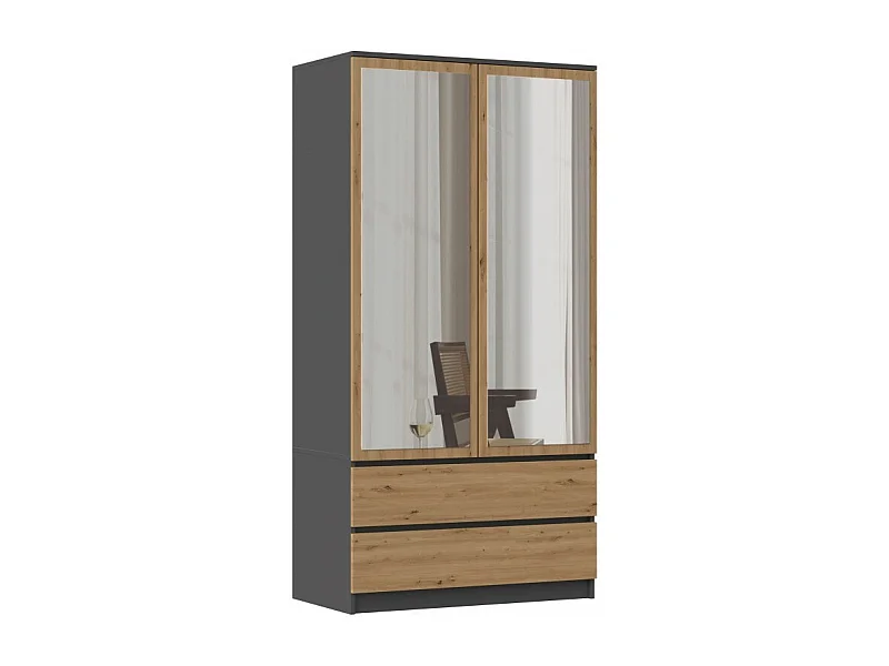 Szafa Malwa SS-90L | Antracyt/Dąb Artisan || 90x50x180 | Szafa, Lustra, 2 Szuflady