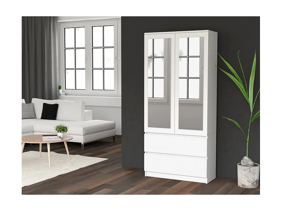 Szafa Malwa SS-90L | Biały | 90x50x180 | Szafa, Lustra, 2 Szuflady