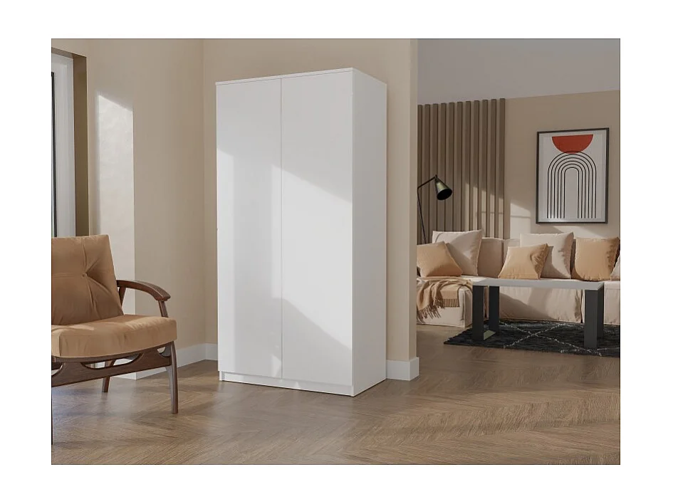 Szafa Malwa SD-90 | Biała| 90x50x180 cm | Szafa z Systemem TIP-ON