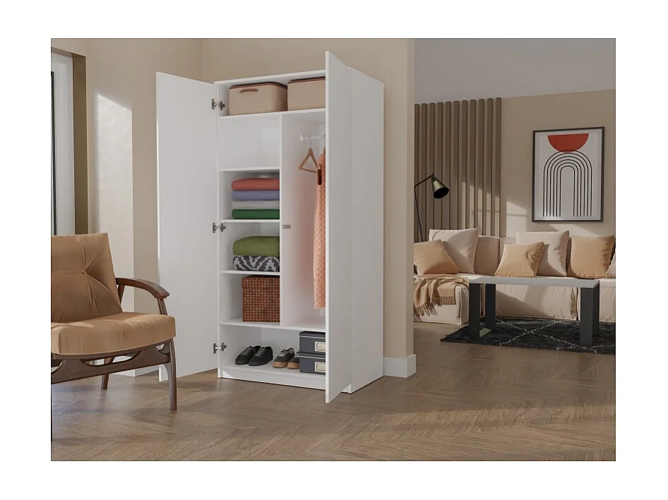 Szafa Malwa SD-90 | Biała| 90x50x180 cm | Szafa z Systemem TIP-ON