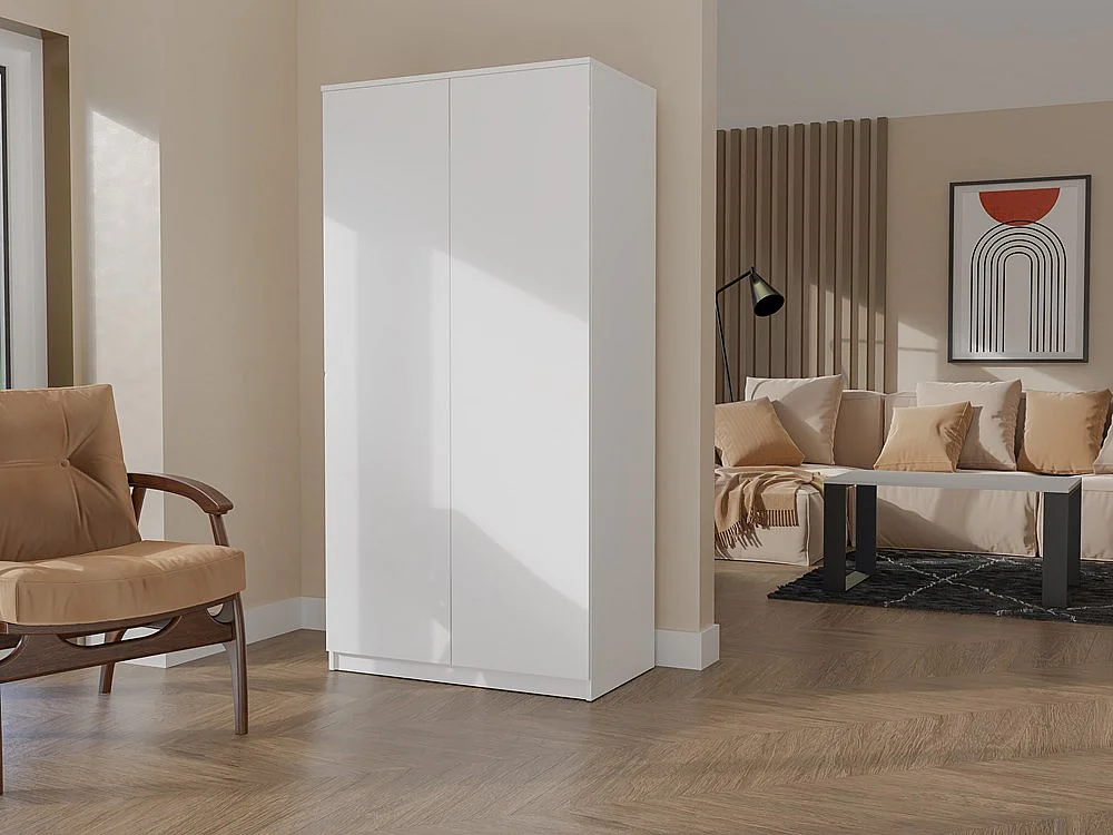 Szafa Malwa SD-90 | Biała| 90x50x180 cm | Szafa z Systemem TIP-ON