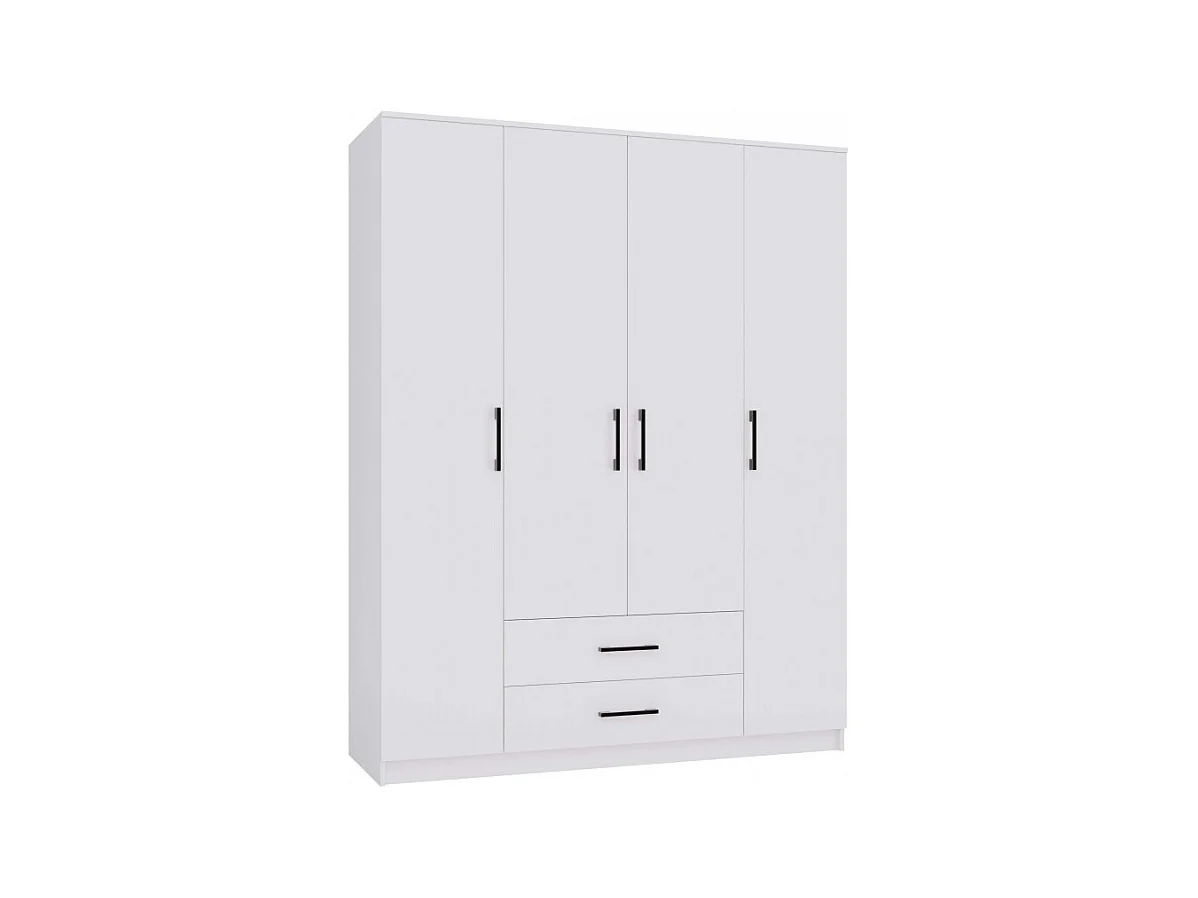 Szafa ROMANA 160 | Biała | 160x52x205 cm | Szafa z Szufladami