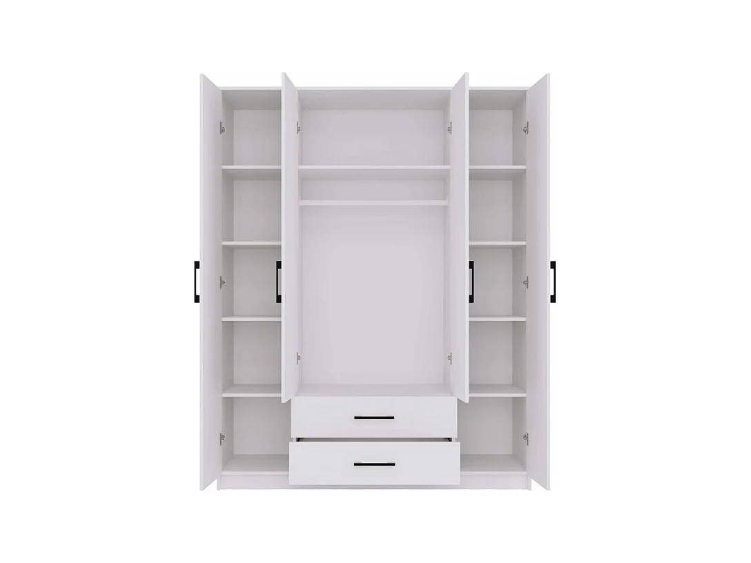 Szafa ROMANA 160 | Biała | 160x52x205 cm | Szafa z Szufladami