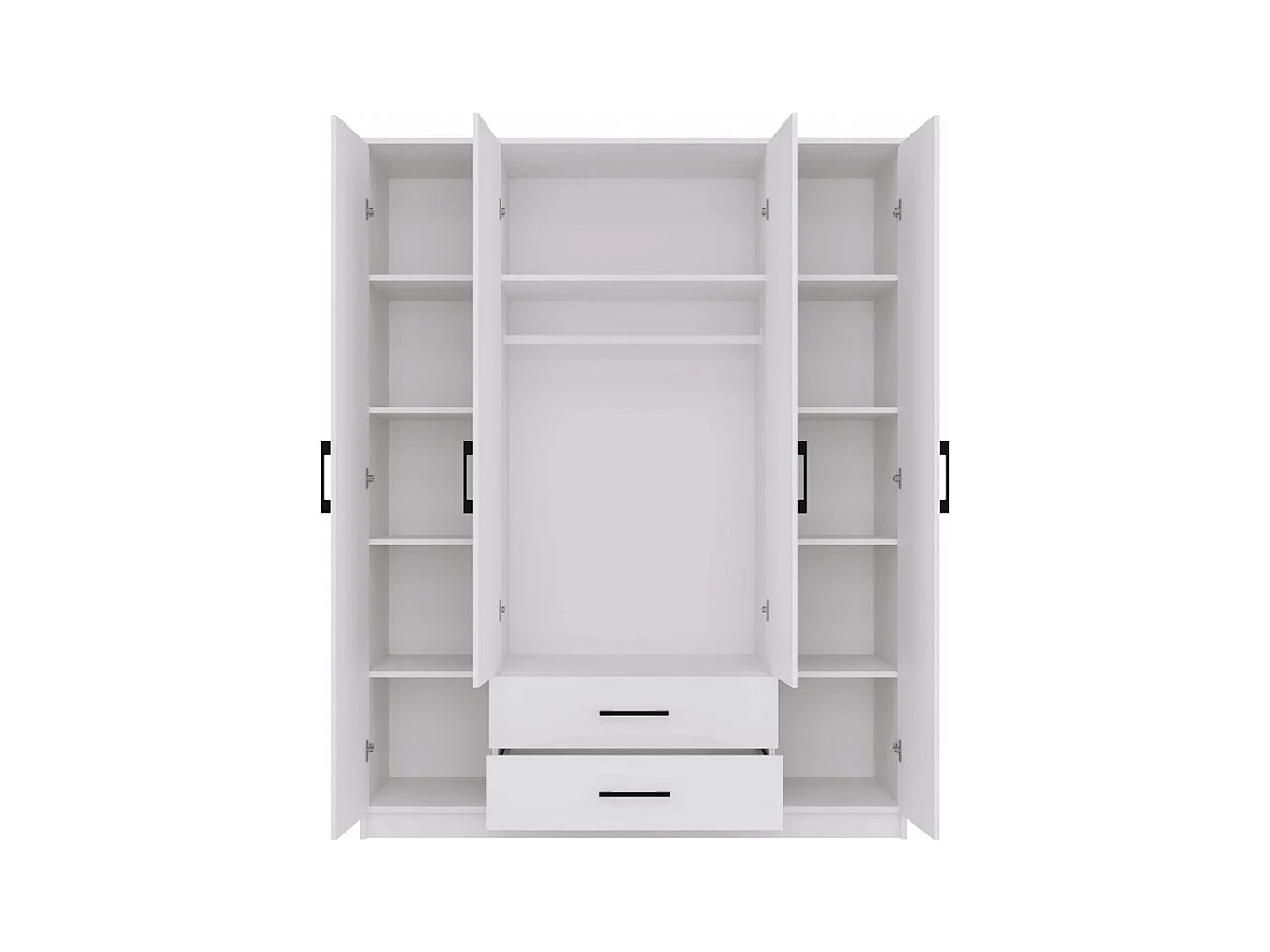 Szafa ROMANA 160 | Biała | 160x52x205 cm | Szafa z Szufladami