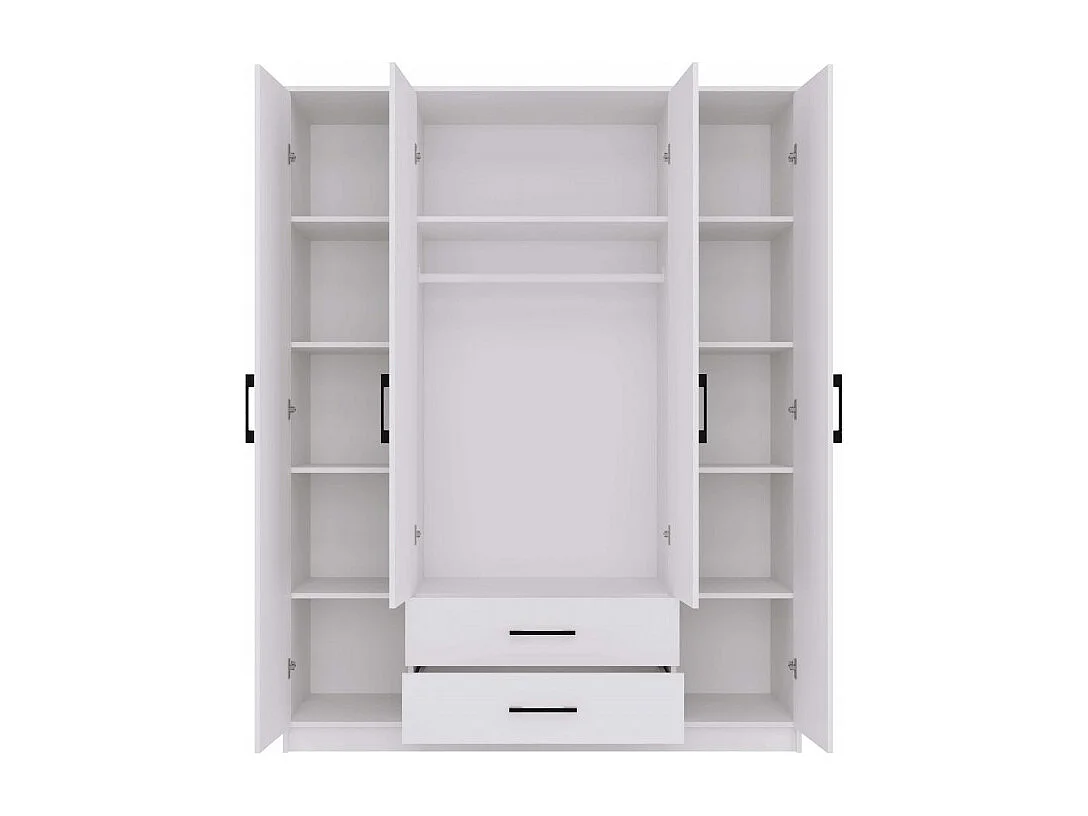 Szafa ROMANA 160 | Biała | 160x54x205 cm | Szafa z Szufladami