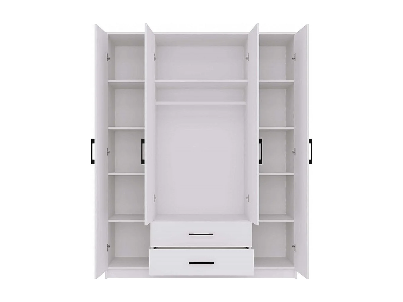 Szafa ROMANA 160 | Biała | 160x54x205 cm | Szafa z Szufladami