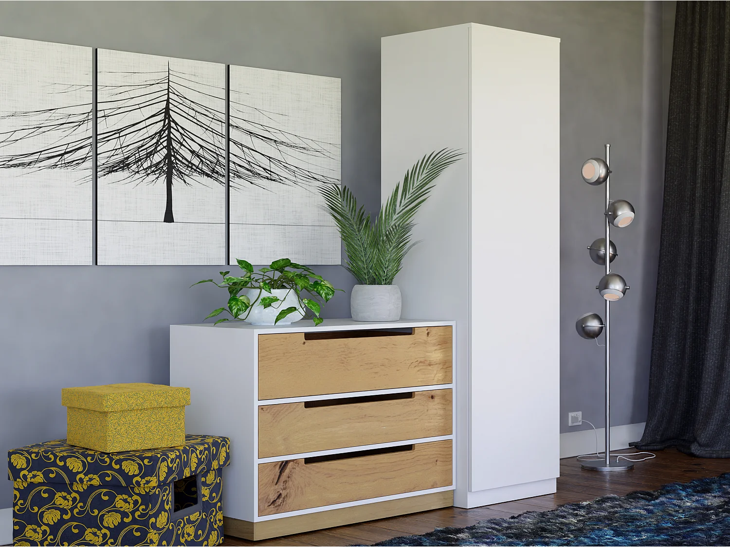 Szafa Malwa SD-50 | Biała|  50x50x180 cm |Szafa z Systemem TIP-ON